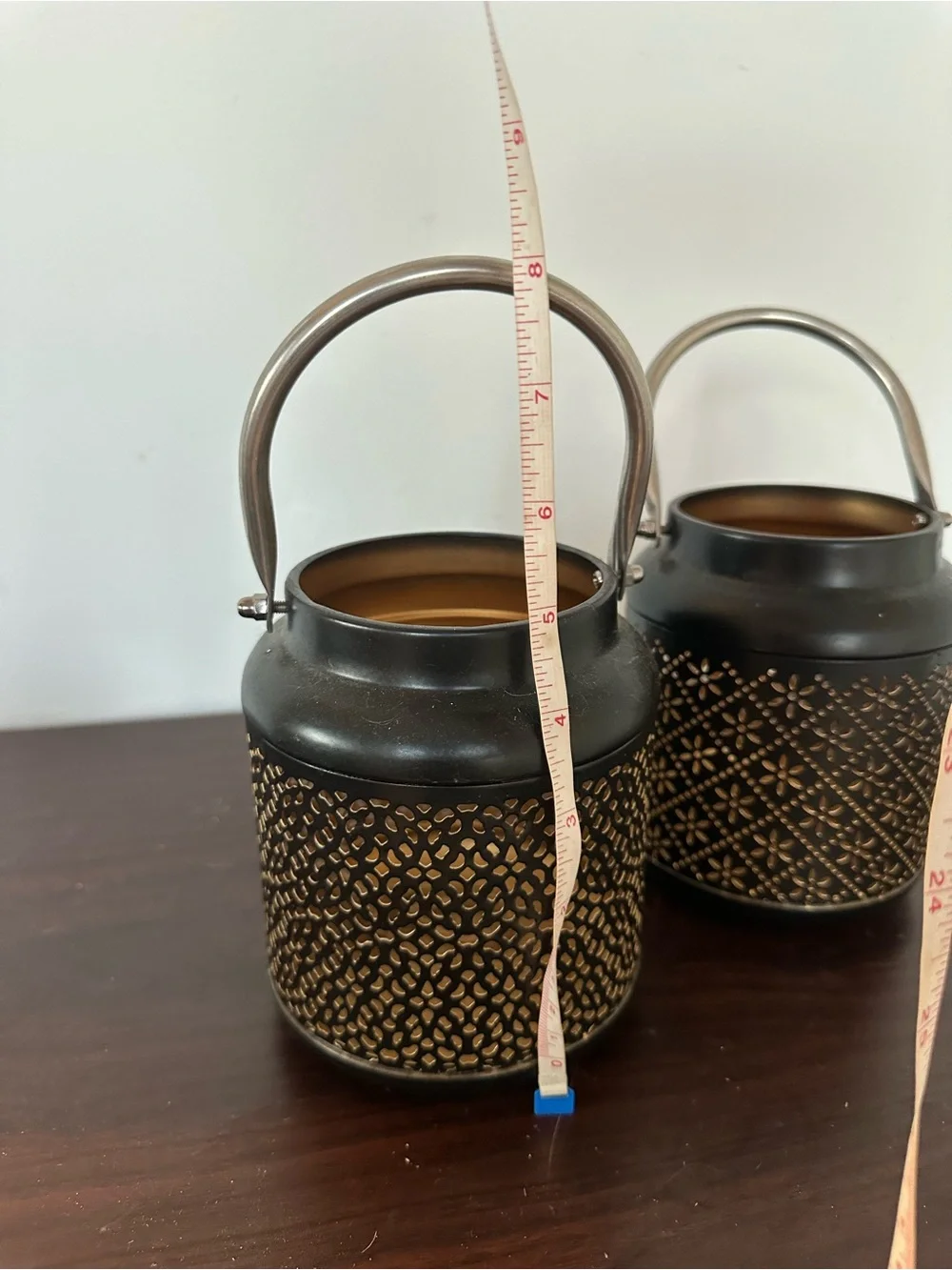 Decorative Fairy Black Metal Lantern with Filigree Pattern and Carry Handle (2)